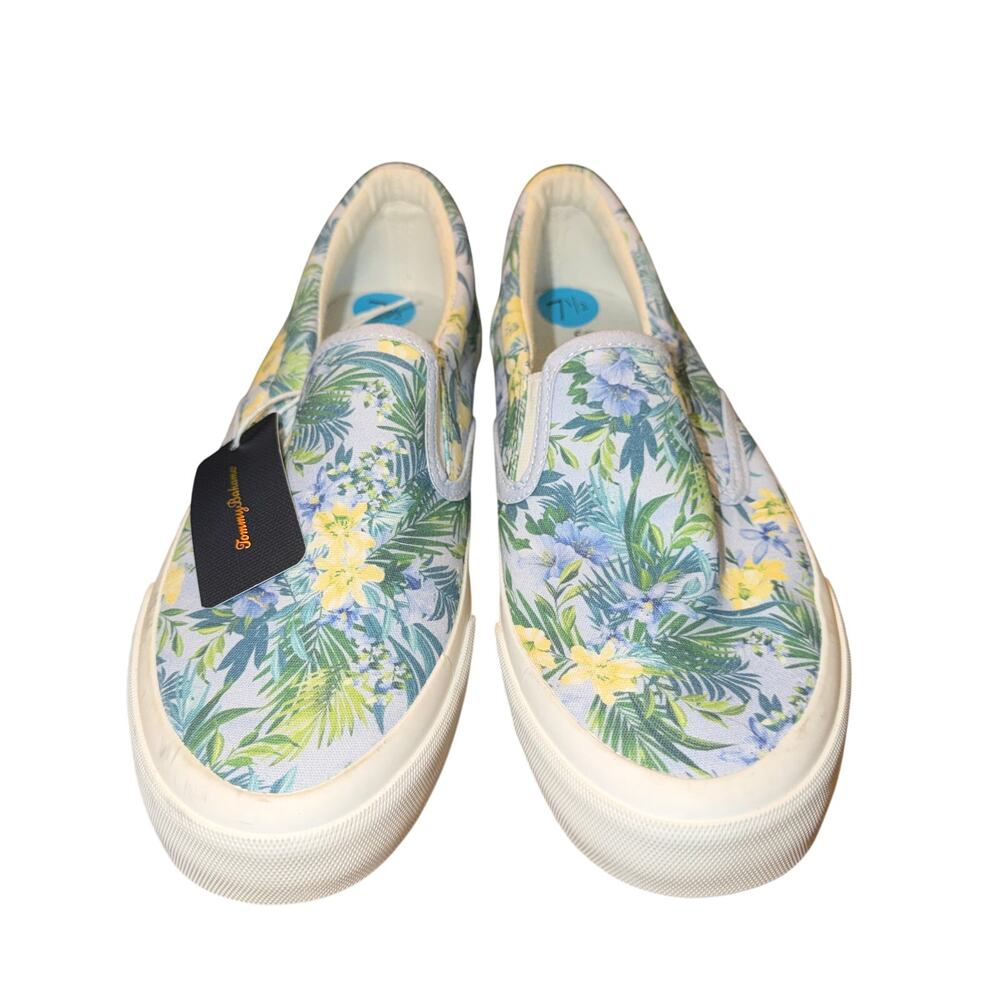 Tommy Bahama Ferris Slip On Sneakers Women's Size 7.5 M Blue Floral Canvas Shoes
